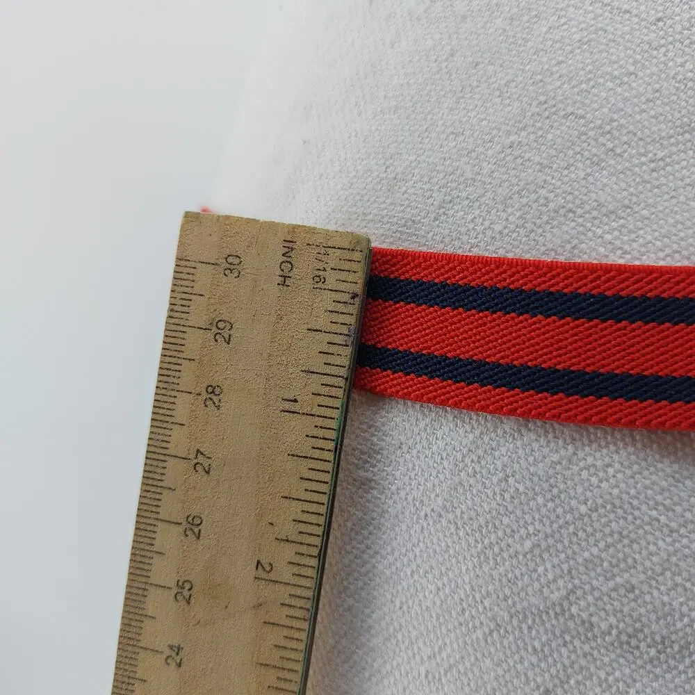 Women's Vintage Red Navy Blue Striped Skinny Cinch Belt OS